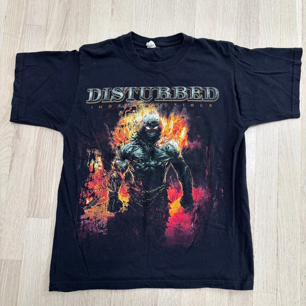 Disturbed T-Shirt Men Medium Black Good Indestructible 2008 Tour Graphic Tee